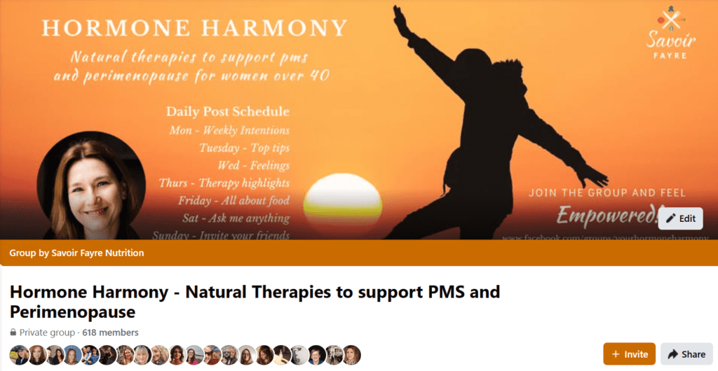 Visual of Hormone Harmony Facebook Group